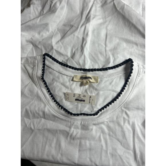 Madewell Women's Side Cinch Crewneck Stitching Detail White Tee Top L Large New - Picture 3 of 8